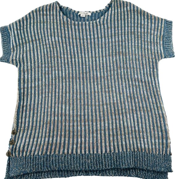 Simply Noelle Women's Sweater size L/XL Pullover Short Sleeves Blue - Picture 1 of 5